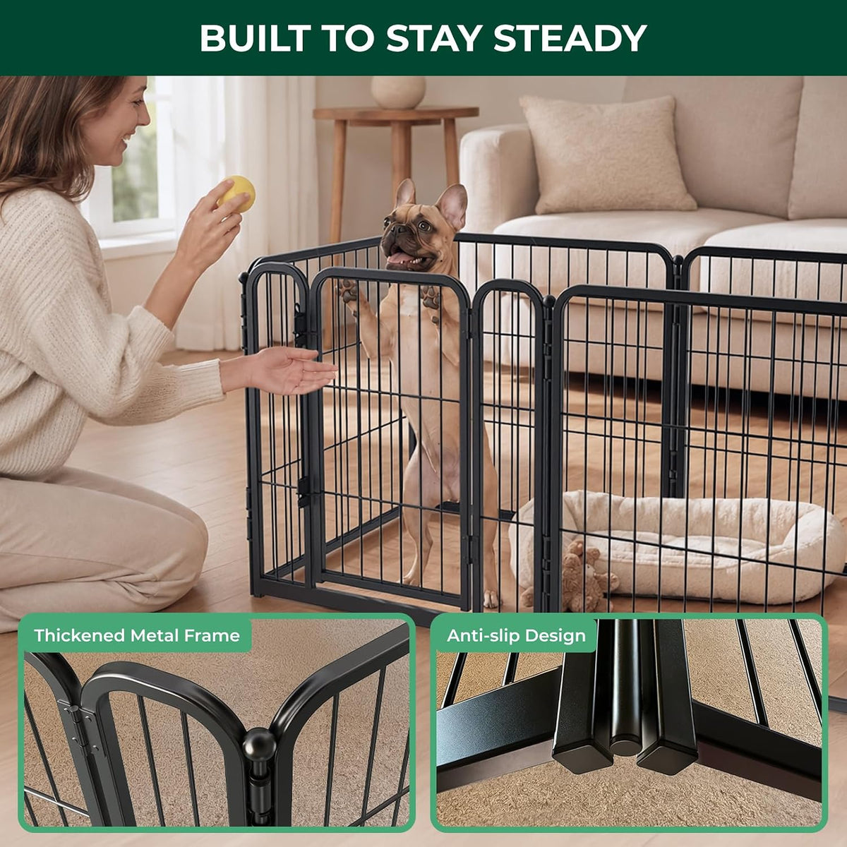 FXW Homeplus Indoor Dog Playpen, 24" H, for Puppies & Small Dogs - Black / 24"H / 6 Panels - image 3