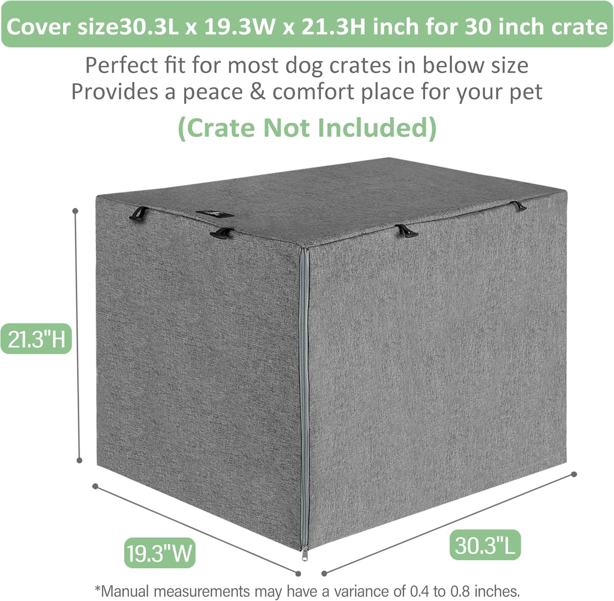 X-ZONE PET Dog Crate Cover Waterproof Kennel Cover - 30.0"L x 19.0"W x 21.0"H / GREY - image 3