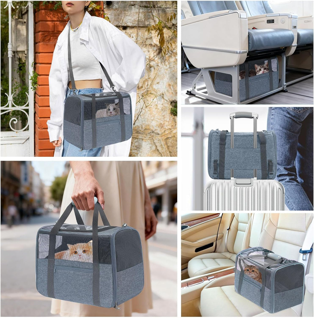 JUNGYOUN Premium Cat Carrier - Charcoal / 17.5"L x 12.4"W x 13.5"H - image 3