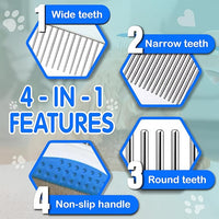Dog Grooming Comb for Matting – Metal Dematting Comb with Stainless Steel Teeth & Non-Slip Handle (Style 1)