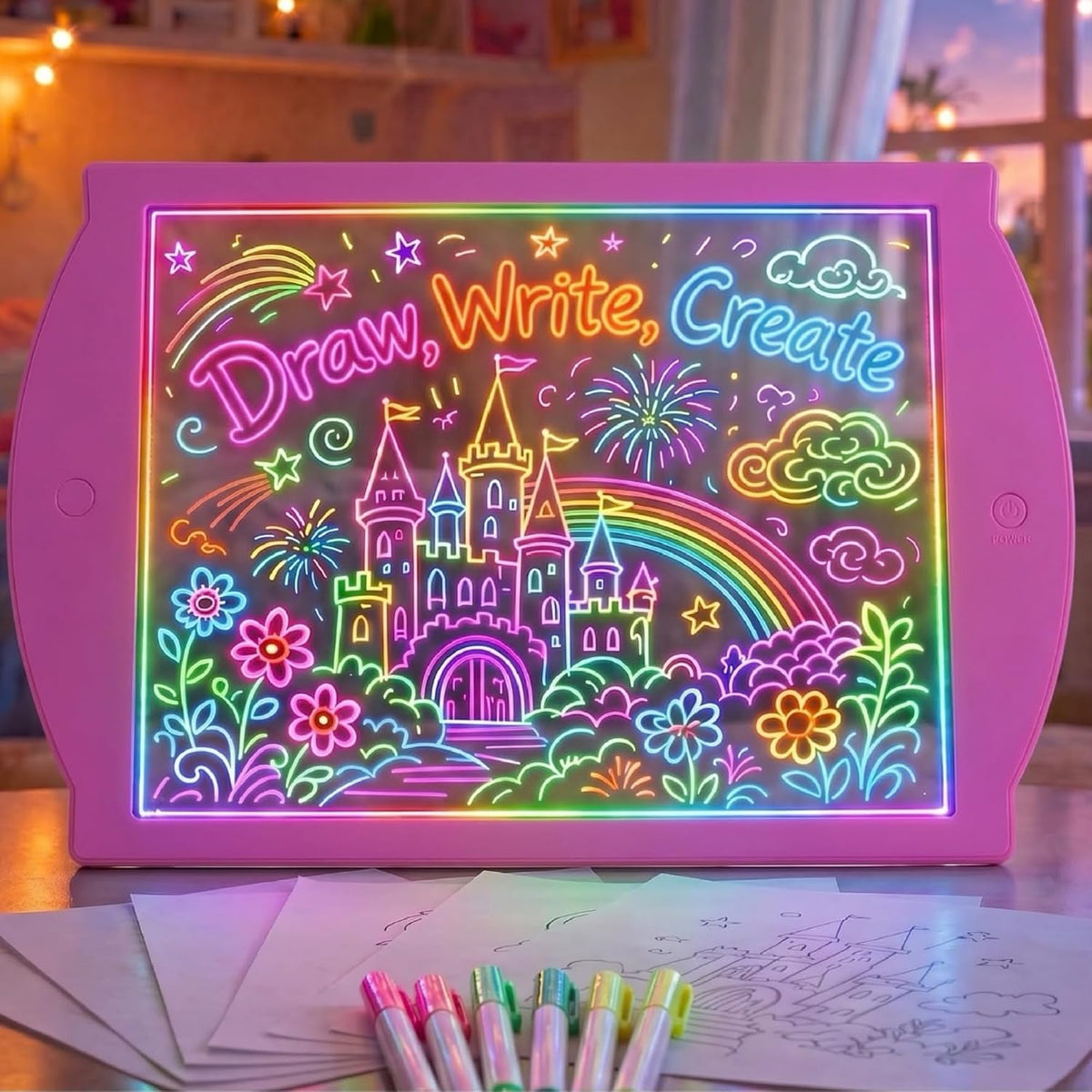Marvin's Magic Glow Art Pink Drawing Board, 36 Light Effects - Pink - image 2