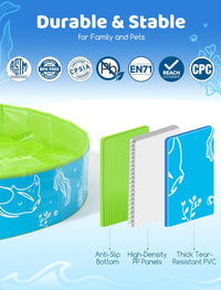 Hikiddy Foldable Kiddie Pool with Canopy: Baby Infant Toddler Kids - Blue-green / 47in - image 3