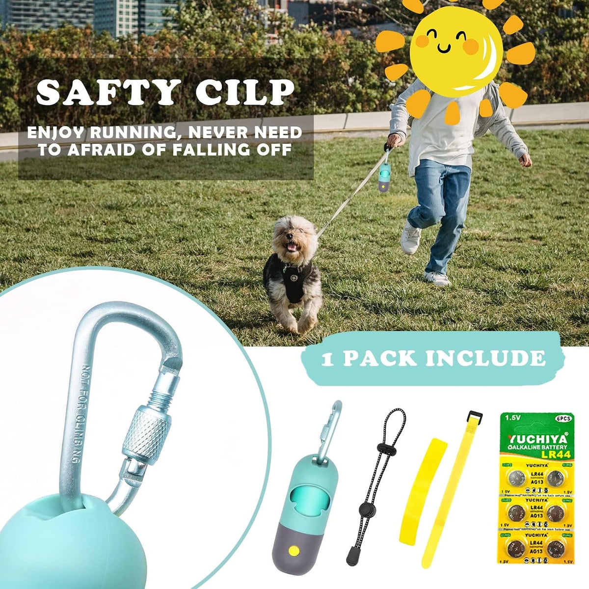 Dog Poop Bags Holder with LED Flashlight - Crystal Blue / 15 Count (Pack of 1) - image 4