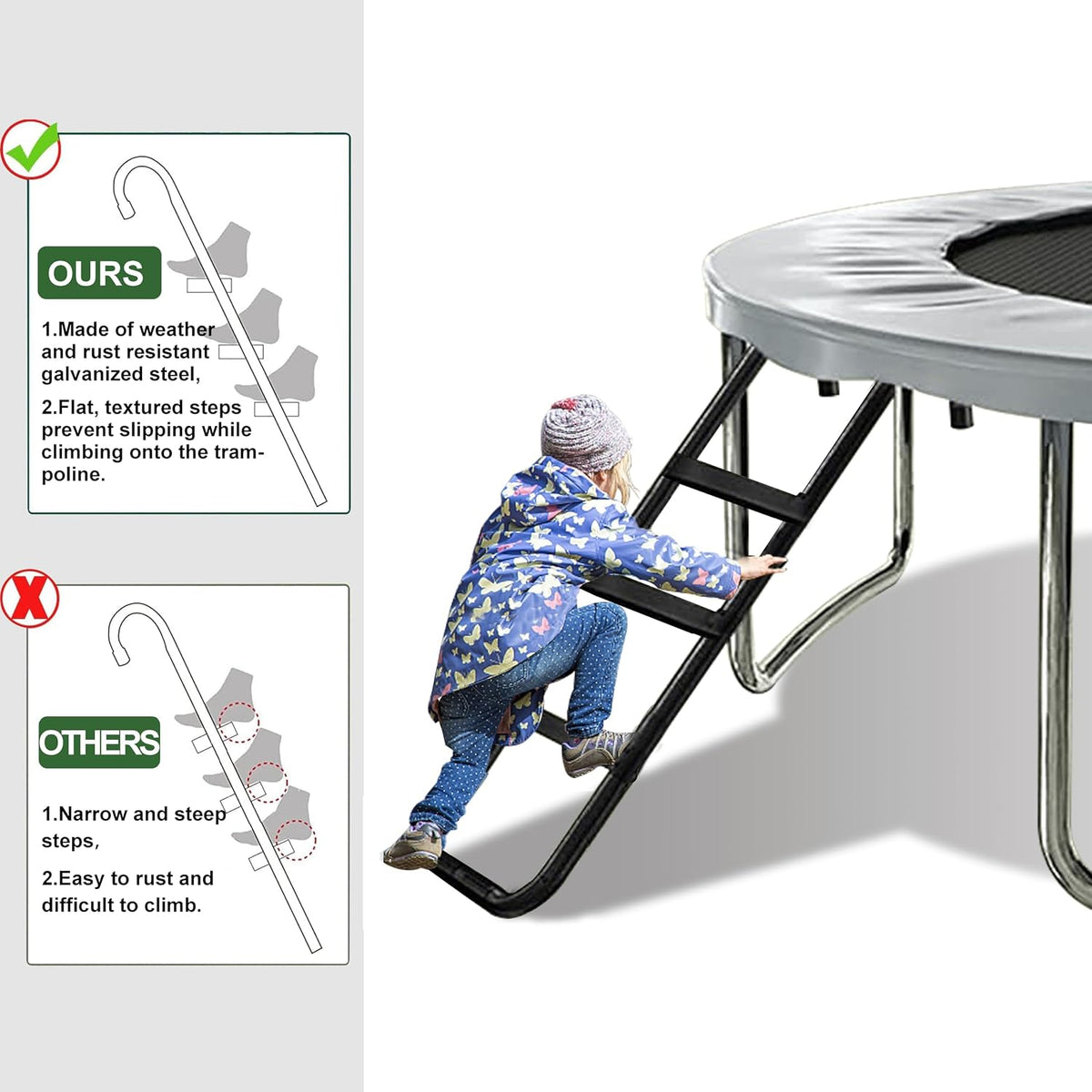 Eurmax USA Universal Trampoline Ladder - Black-Ladder no shoes pocket - image 4
