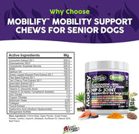 Hip and Joint Supplement Dogs with Glucosamine for Dogs + Chondroitin, Turmeric, Hyaluronic Acid, MSM, Salmon Oil, Collagen, Vitamin C, Omega 3 Senior Dog Supplements Beef Flavor - 1Pack