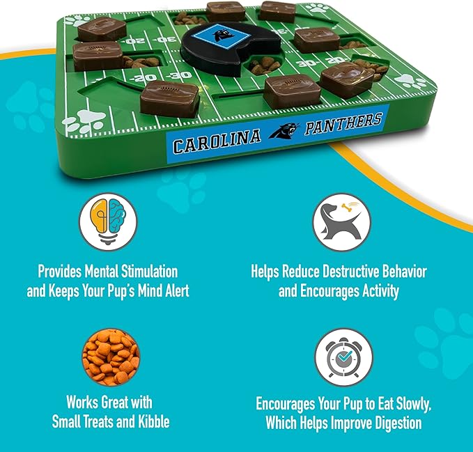 Pets First NFL Carolina Panthers Puzzle Toy, Puzzle Treat Dog Toy, Interactive Dog Treat Toy, Dog Puzzle