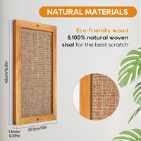 Cat Scratching Post, Wooden Sisal Cats Wall Scratcher - 2 PCS Large Brown - image 3