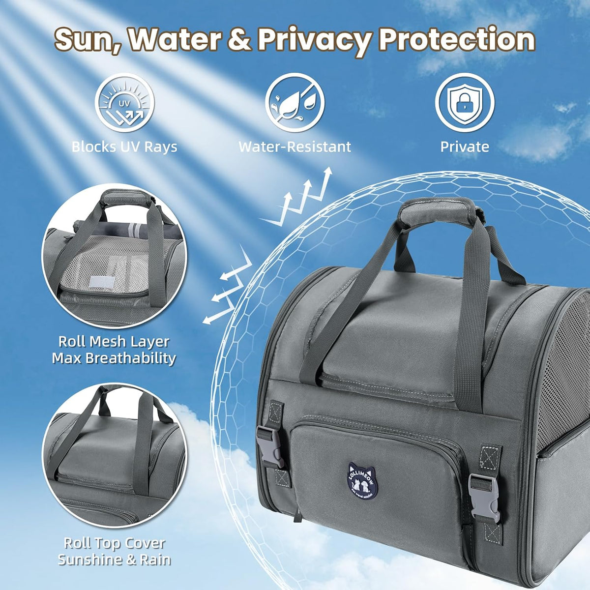 Expandable Large Cat Carrier Backpack, Supports up to – Essentials for Dogs - 16.5"L x 9.0"W x 13.4"H / Dark Grey - image 4