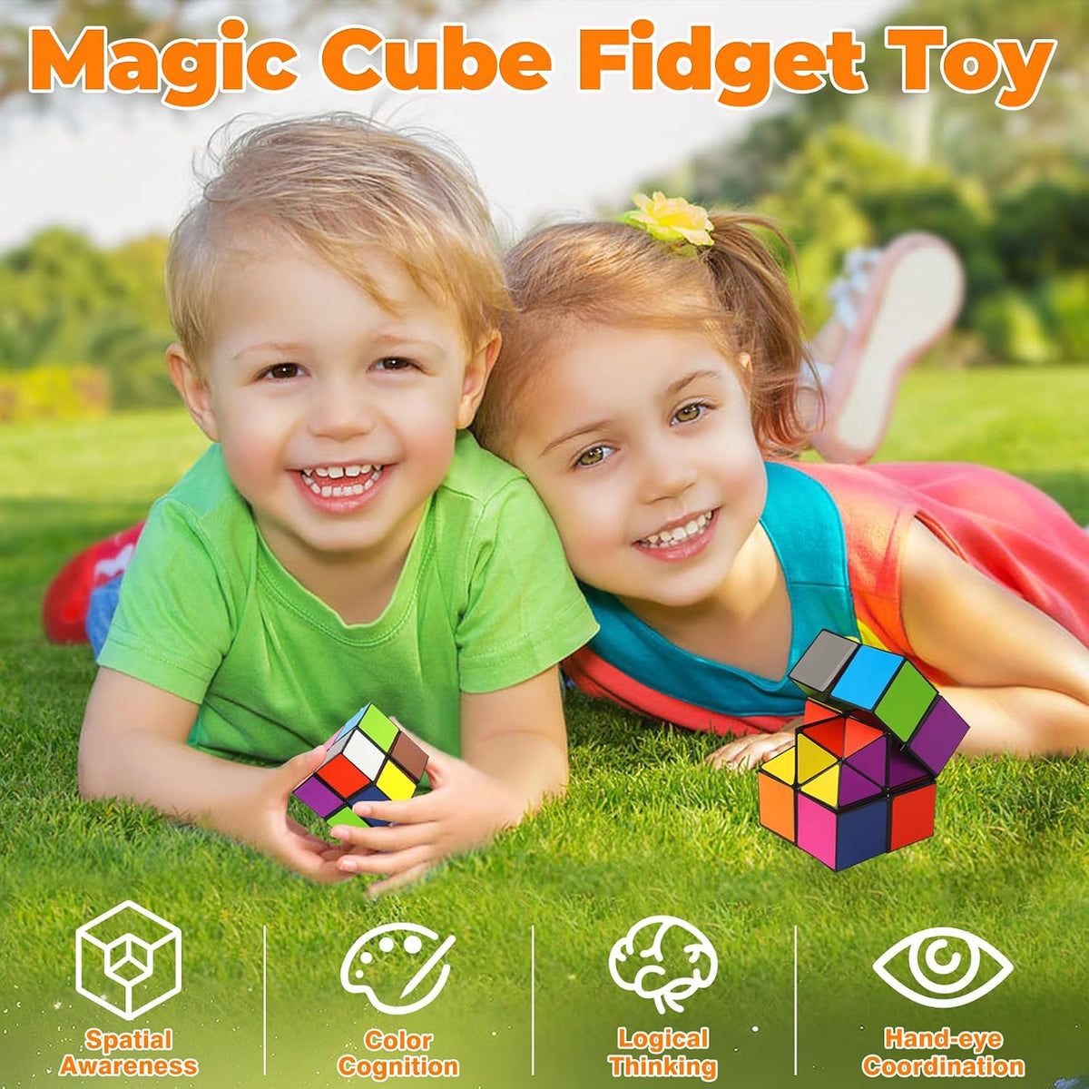 Euclidean Cube Fidget Toys for Kids 2 in 1 Star Cube Magic Cube - Multicoloured - image 4