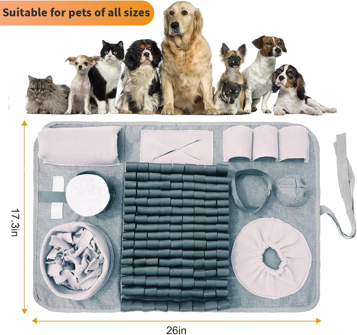 Snuffle mat for Dogs Iteractive Dog Puzzle Toy Used for Training - Gray - image 2