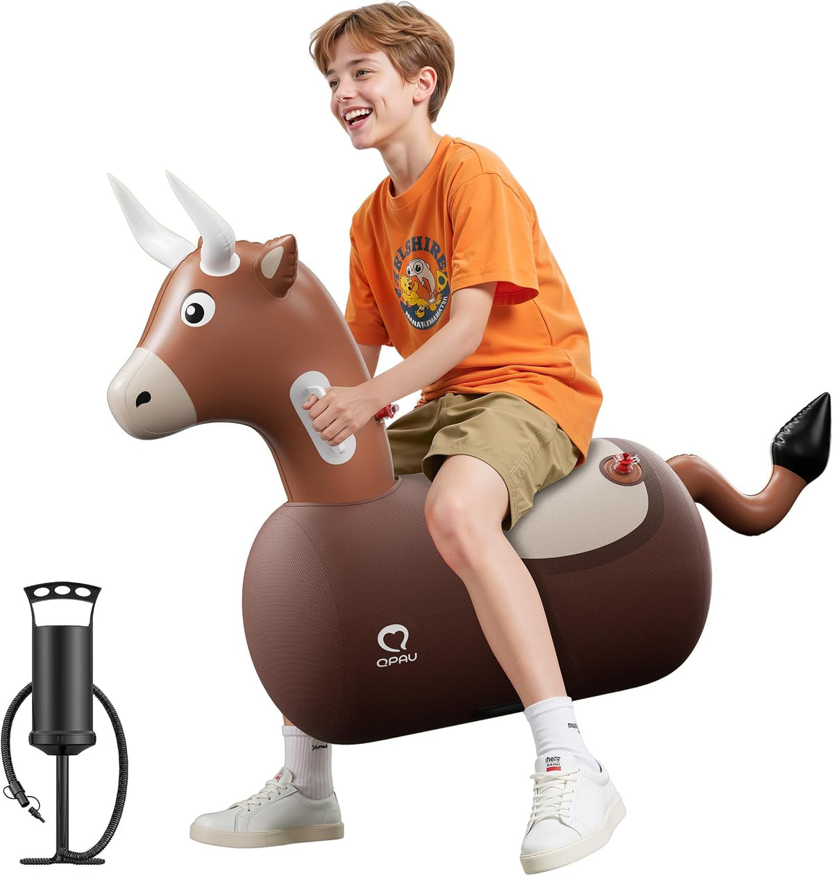 QPAU Inflatable Dinosaur Bouncy Hopper Toy - Bull / 1 Pack