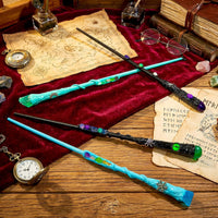 Rileryan handcrafted wooden wizard wand with purple amethyst crystal, about 13 inches long - view 4