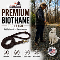 Biothane Leash, Brass, 6 ft x 5/8, Black – Essentials for Dogs - 3/4 / Brown - image 2