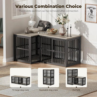 Lyromix 48'' XXL Dog Crate Furniture with 3 Doors for Large Dogs – Essentials for Dogs - Ancient gray / 33.1"L x 22.1"W x 26.0"H - image 2