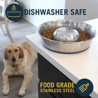 OurPets DuraPet Slow Feed Premium Stainless Steel Bowl Great - Small (2 Cups) - image 4