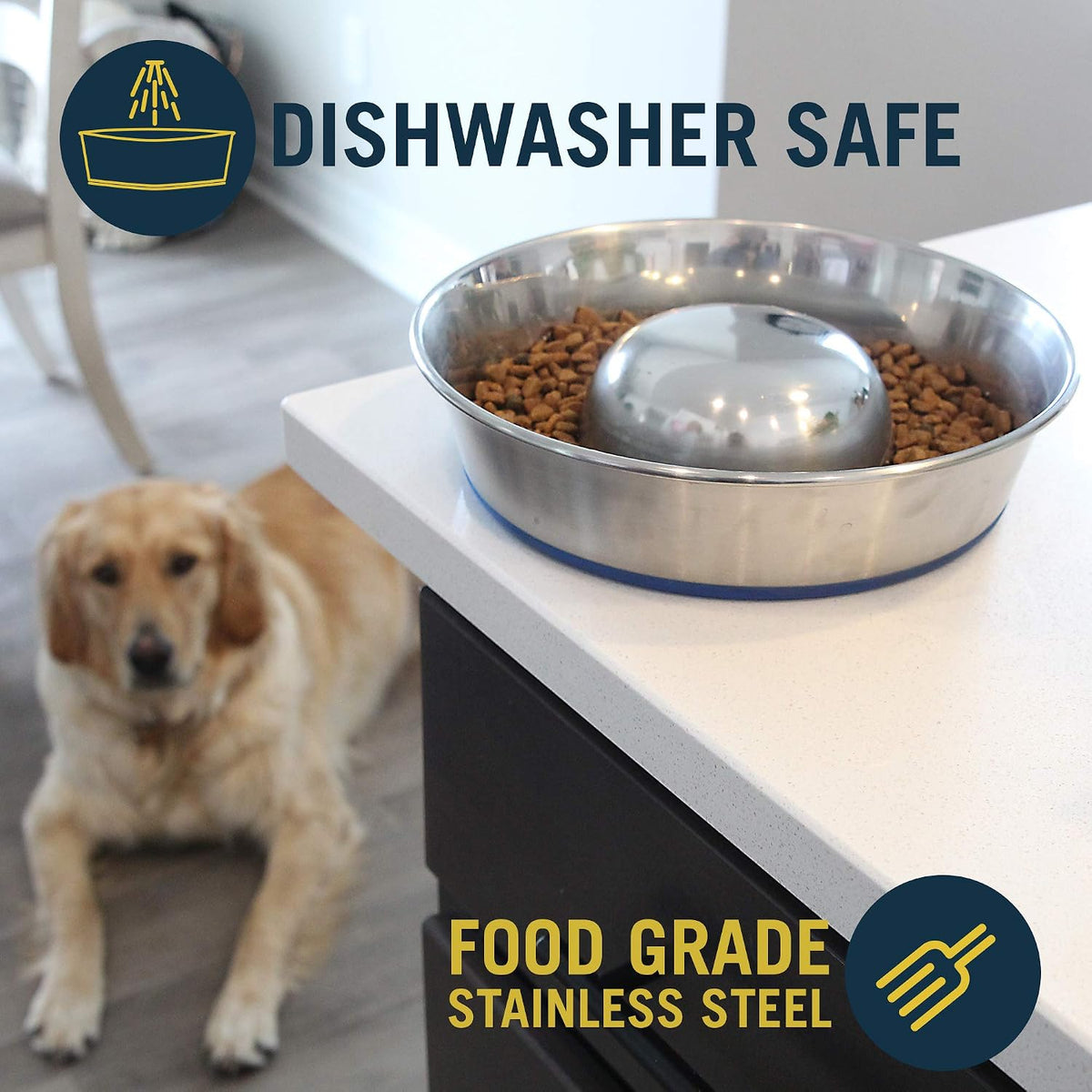 OurPets DuraPet Slow Feed Premium Stainless Steel Bowl Great - Small (2 Cups) - image 4