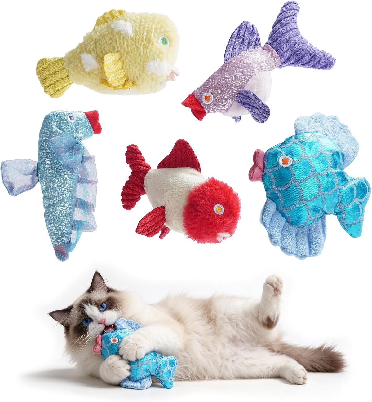 Nocciola Sardines Catnip Toys for Indoor Cats - colorful