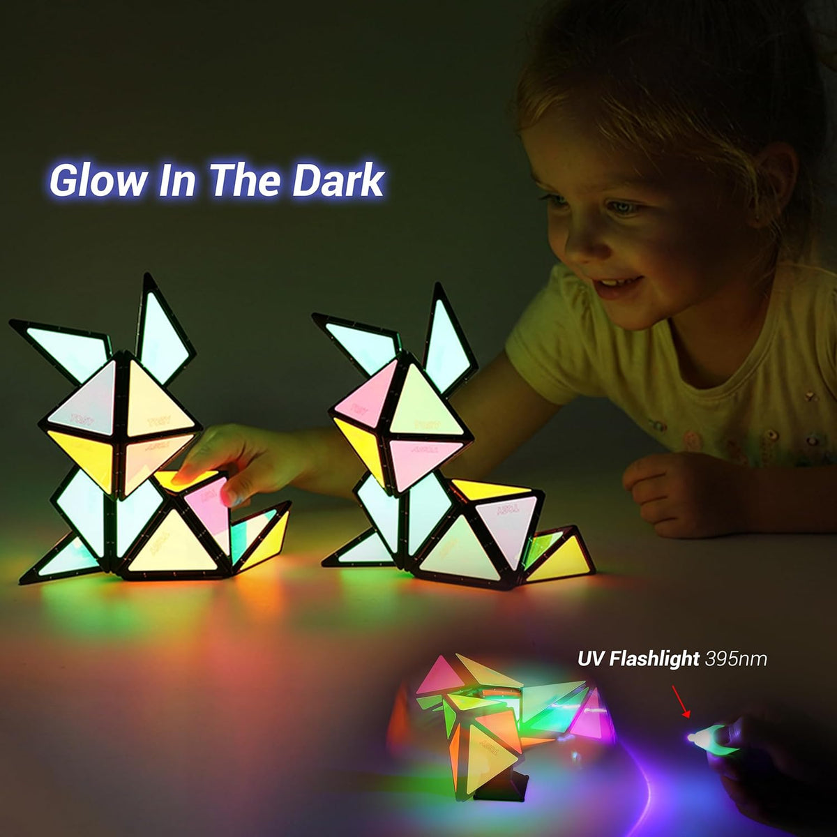 TOSY Magnet Pyramid Glow - 1 Cube Transforms into 1 Billion Shapes, 12 Pieces, 243 Magnets - Glow (Set of 1) - image 4