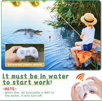 GearRoot remote control crocodile boat toy with glowing eyes swimming in a pool - view 9