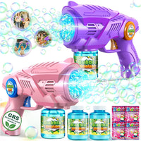 Nicmore automatic bubble gun 2-pack for kids with bubble solution bottles