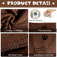 Chumia 4 Pcs Dog Towels for Drying Dog Puppy Bulk Microfiber - 24 x 40 Inch / Gray, Coffee - image 4