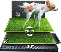 Hompet Dog Potty for Indoor or Porch, 2 Pcs Artificial Grass Training Pads with Pee Baffle, Reusable, Alternative to Puppy Pads, Portable Dog Litter Box for Small/Medium Dogs