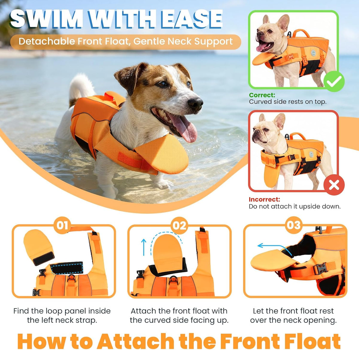 VIVAGLORY Dog Life Vest Front Float Dog Swim Vest, XS, Red – Essentials for Dogs - image 2