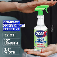 ZORBX Unscented Odor Remover Spray 32 oz - Perfect Solution for Strong Odor - Advanced Trusted Formula & Fast-Acting Odor Eliminator for Dog, Cat, Puppy