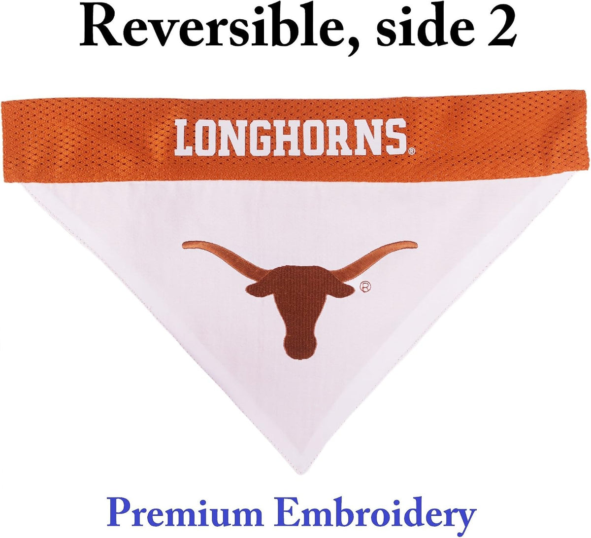 Pets First Collegiate Pet Accessories, Reversible Bandana - Large/X-Large / Texas Longhorns - image 2
