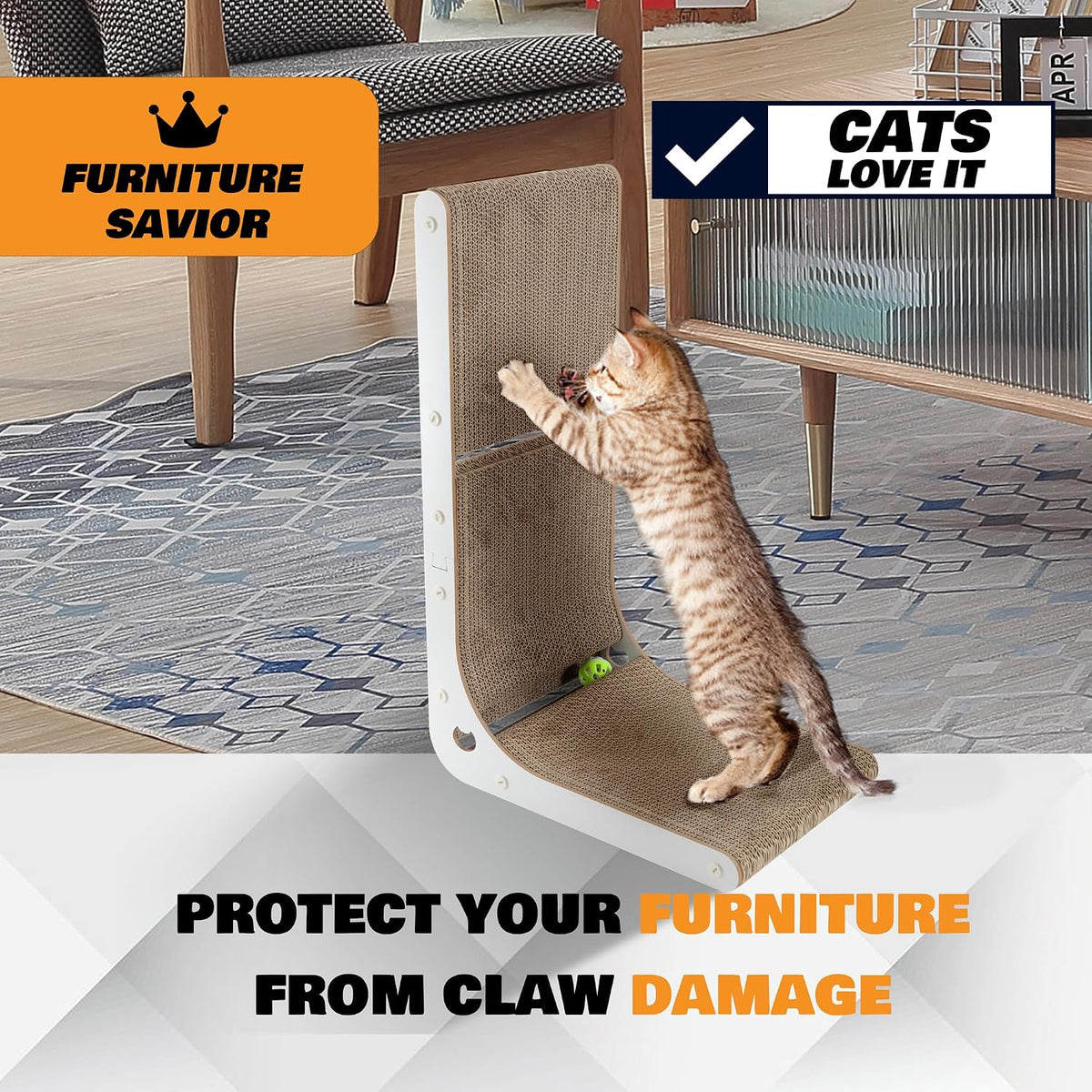 SMARTBEAN 3-Pack Cardboard Cat Scratcher for Indoor Cats - L-Shape Cat Scratcher - 1 pc - image 2
