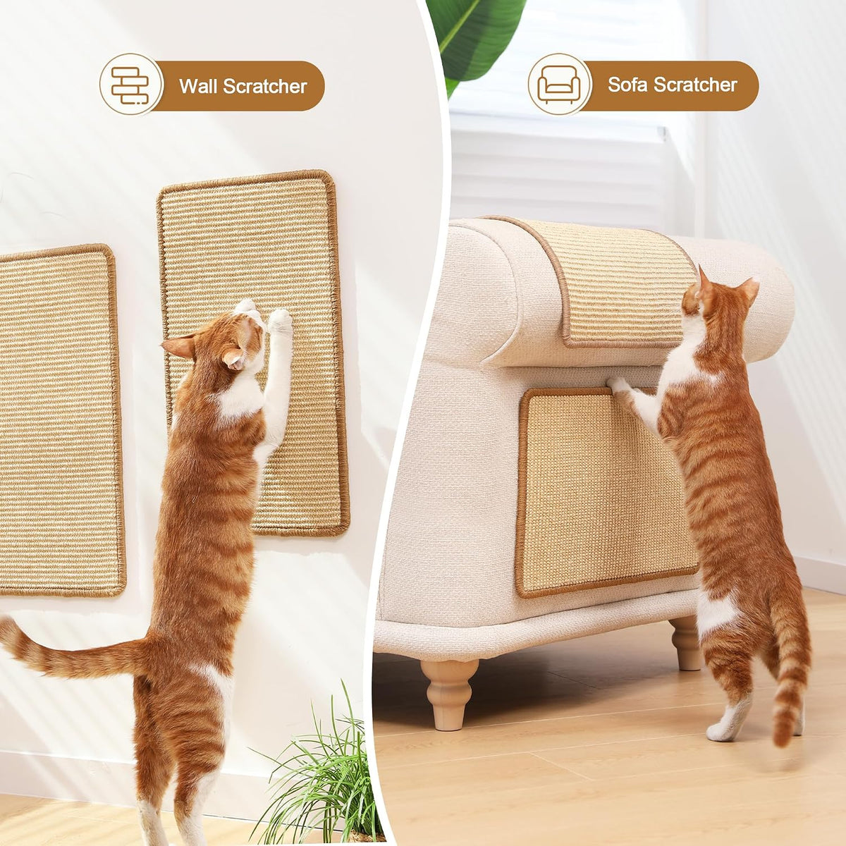 FUKUMARU Cat Scratcher Mat - Beige-2 Packs-19.6 x 11.8 Inch - image 4