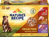 Nature's Recipe Nature’s Recipe 2.75 Ounce Grain Free Chicken & Beef, Chicken & Turkey, Chicken & Lamb Wet Dog Food Variety Pack, 12 Pack, 2 Count Case