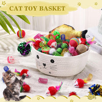 Zopeal 58 Pcs Cat Toy Set with Storage Basket Indoor, Grey - White / 9.8 Inch - image 4