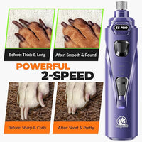 Dog Nail Grinder with 2 LED Lights Powerful 2 Speeds Super Quiet Dog Nail Trimmers with 3 Grinding Wheels Rechargeable Pet Dog Nail Clippers for Large Medium Puppy Dogs Dog Nail File Cat Nail Clipper