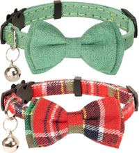 Collar for Cat Pet Breakaway with Bell Bowtie Detachable Bow - Christmas-B