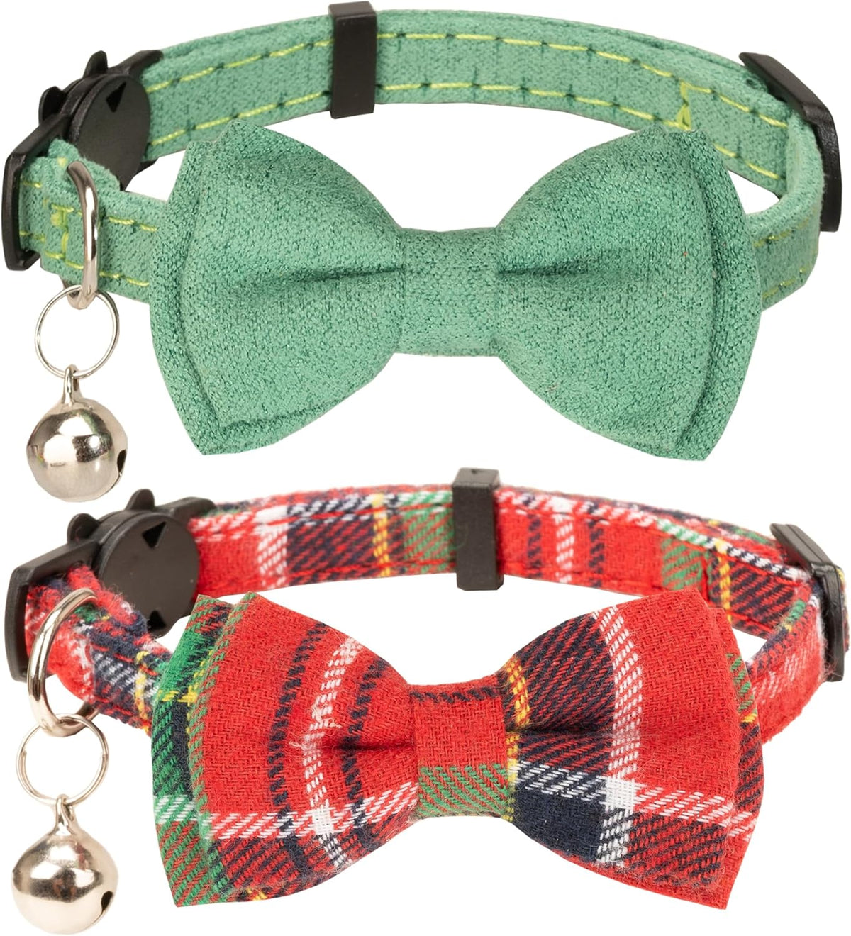 Collar for Cat Pet Breakaway with Bell Bowtie Detachable Bow - Christmas-B