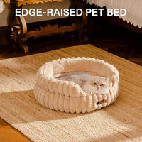 MEWOOFUN Cat Beds for Indoor Cats Washable, Dog Beds for Small Dogs Round Pet Bed for Puppy and Kitten (Camel, 20"x20"x8")
