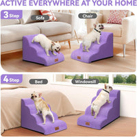 Zerbuger Dog Ramp and Stairs for Bed, Coffee 3 Steps 16" H - Purple / 3 - image 3