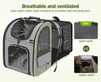 pecute Cat Backpack Expandable - Grey with Shade Cover / 15.4"L x 11.0"W x 19.0"H / Mesh Window - image 4