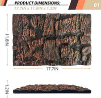 4pcs Rock Terrarium Background, 3D Reptile Tank Background Board - brown-17.7"*11.8"（1pcs） - image 2
