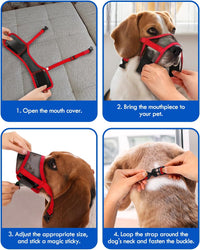 Dog Muzzle, Soft Air Mesh Muzzles for Large Sized Dogs - Red / XL - image 4