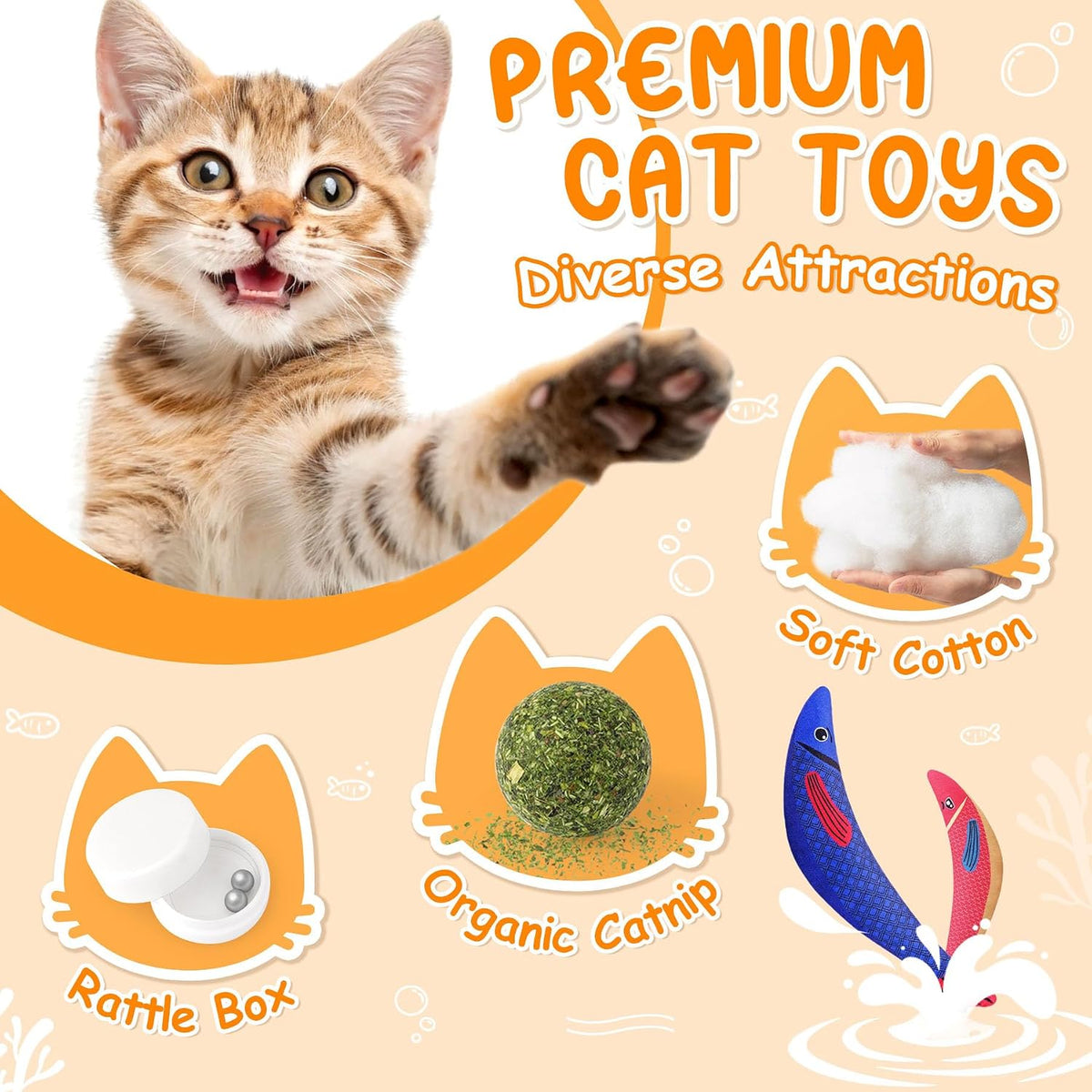 Cat Toys for Indoor Cats, 6 Pack Interactive Catnip Toys for Bored – Essentials for Cats - image 3