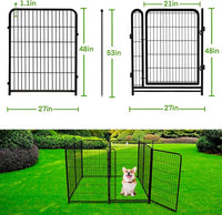 Garden Fencing 48in High, 8 Panels Total 17.7 Ft(L) Dog Fence Outdoor for Yard, Gate 21 in Wide with Low Sills. Lattice Panels for Outside, Dog Digging Fence Barrier, Garden Fences and Borders