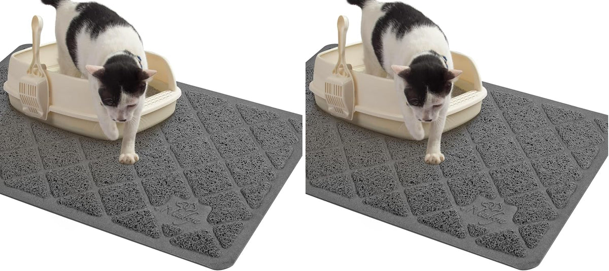 Niubya Premium Cat Litter Mat - Gris oscuro / 1 Count (Pack of 2) / 23" x 14"