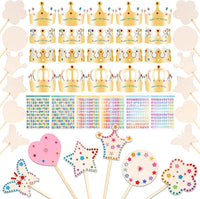 Pllieay princess fairy wands craft kit with 18 unfinished wooden wands and diamond stickers - view 2
