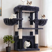 Hey-brother Cat Tree Tower with Large Platform, Spacious Condo - Smoky Gray / 35.4 Inches
