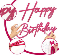 Happy Birthday Sign for Backdrop - Felt / Glitter Hot Pink - image 4