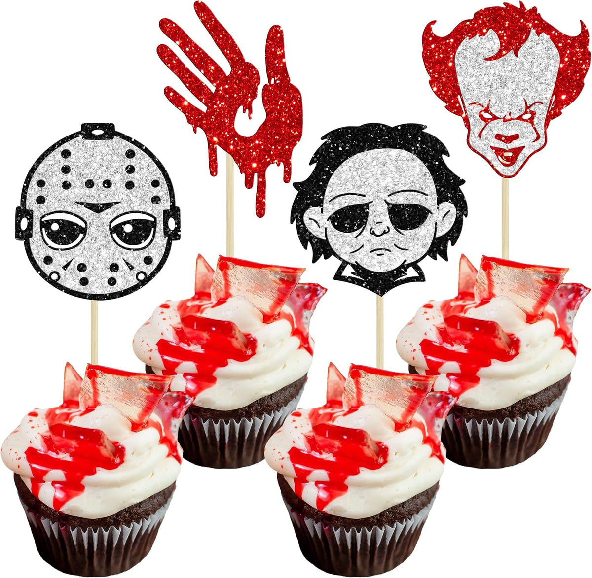 Gyufise Halloween baby shower cupcake toppers with Oh Baby ghost designs on picks - view 4