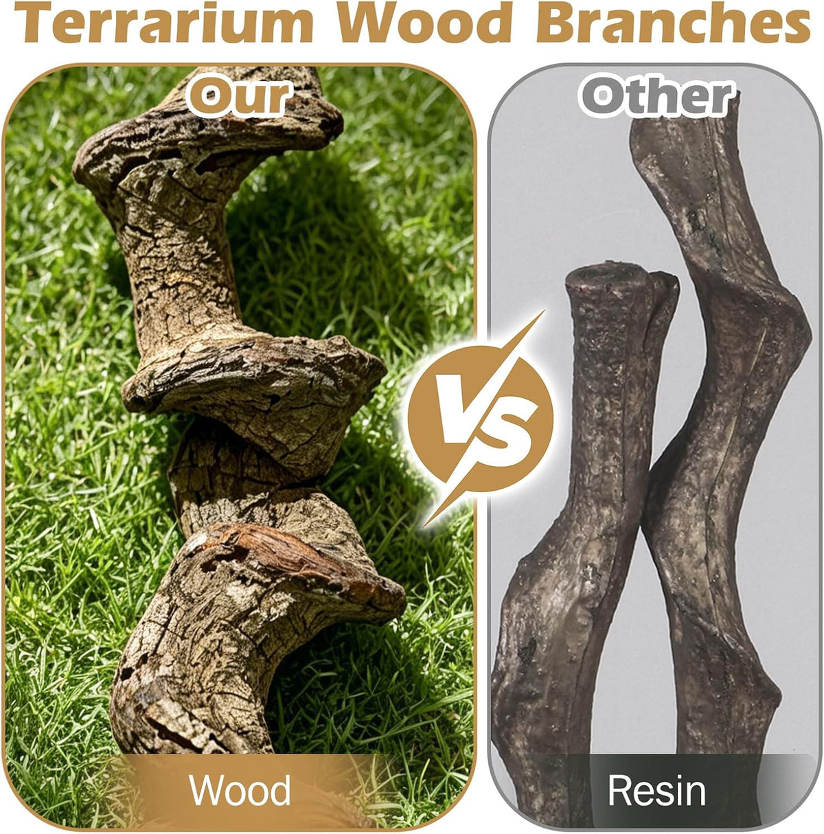 Reptile Climbing Decor 1.8-2.2" Thick Wood Branches Snake Habitat - 11.8 inches (2 Pack) - image 3
