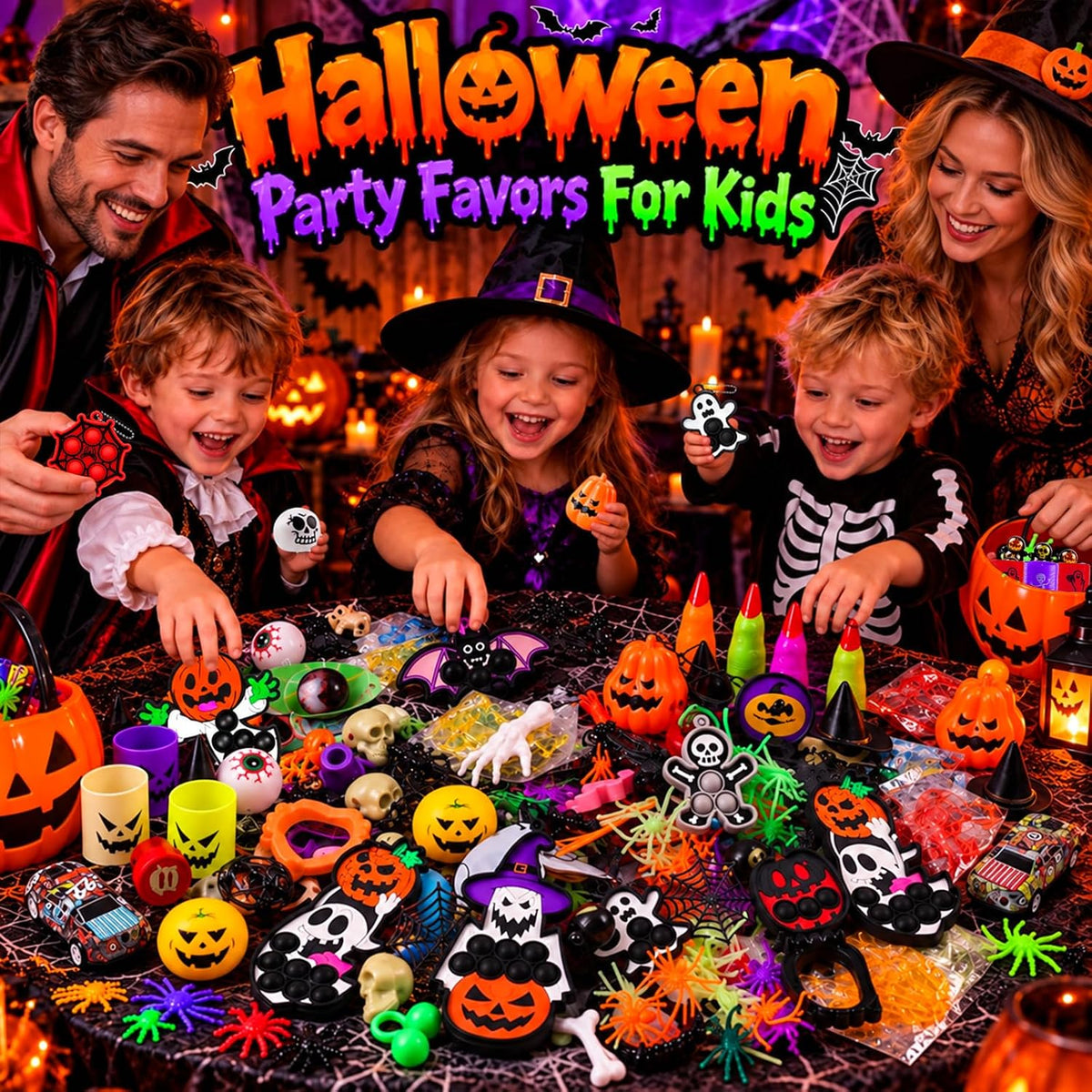 ChildFun 350 piece Halloween party favors set with assorted non-candy toys - view 2